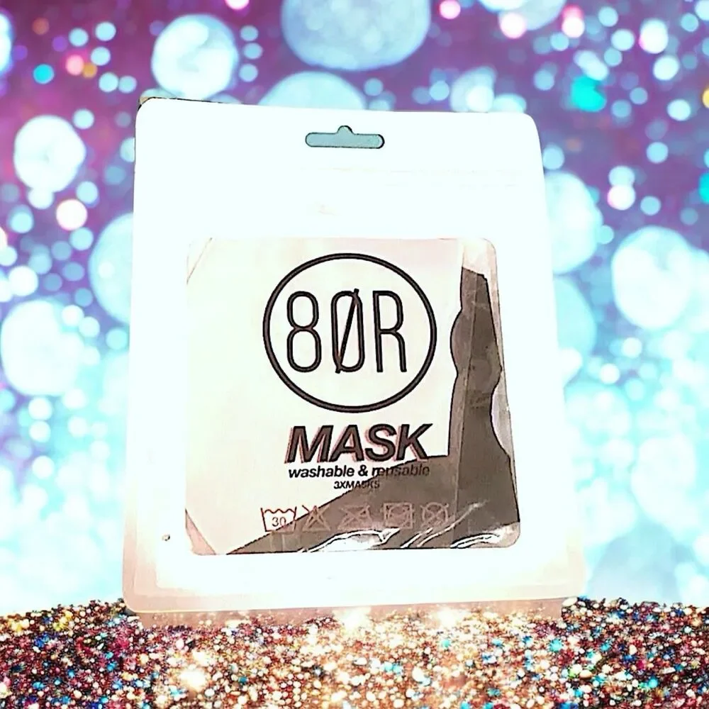8 OTHER REASONS Face Mask Trio in Pink, Black, and Blue New In Package RV$21.95